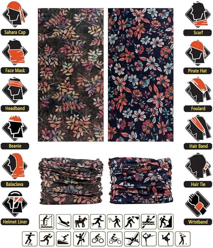 VANCROWN Headband Neck Gaiter Head Wrap Headwear Face Mask Magic Scarf Bandana for Men and Women