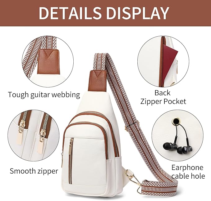 GAEKEAO Sling Bag for Women Crossbody Bags Vegan Leather Fanny Pack Chest Trendy Shoulder Bag for Travel Everyday Vacation