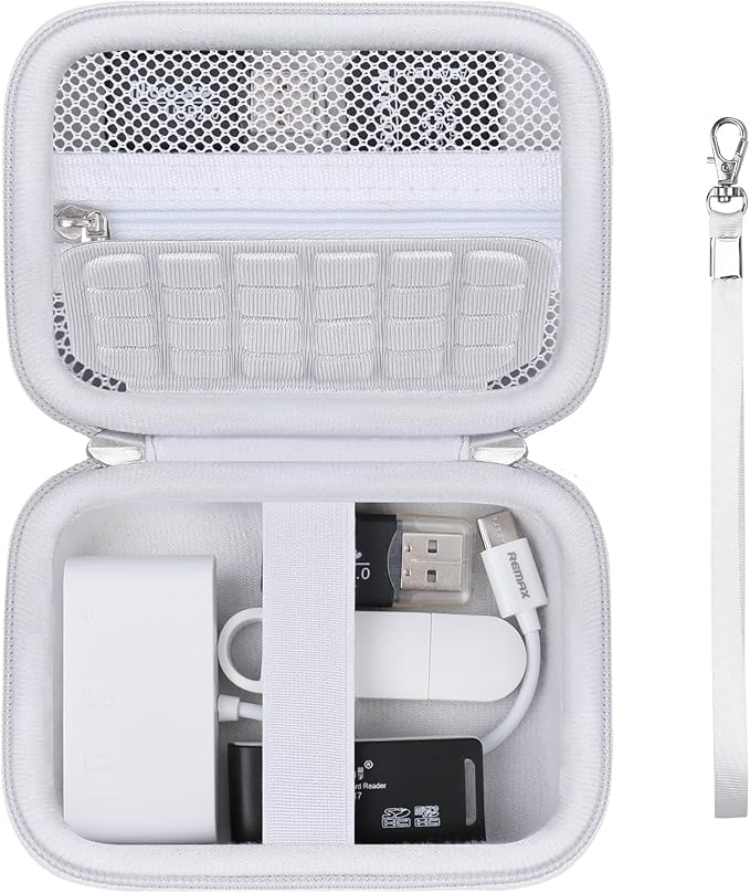 Computer Memory Card Readers Organizer Case Compatible with SD Card Reader, USB C SD Card Reader, TF Card, Micro SD Card, Portable Memory Card Accessories Storage Bag Travel Case, White