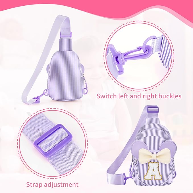 Girl's Initial Crossbody Sling Bag, Small Toddler Fanny Pack For Girl Kid, Girls Purses For Birthday Gifts For 3 4 5 6 7 8 Years Old