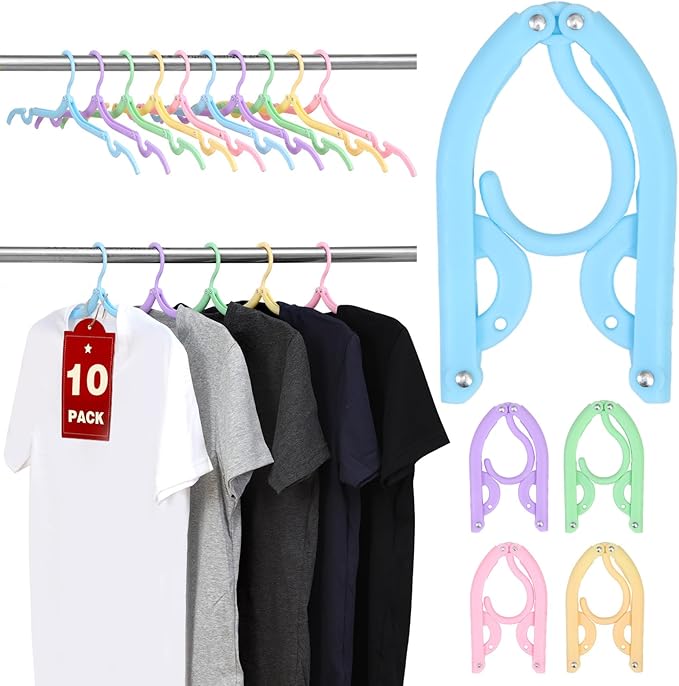 10 Pcs Travel Hangers, Cruise Ship Essentials Foldable Hangers Plastic Travel Essentials, Portable Cruises Must Haves 2026 for Skirt, Suitcase, RV Camping Airplane Europe Vacation Essential