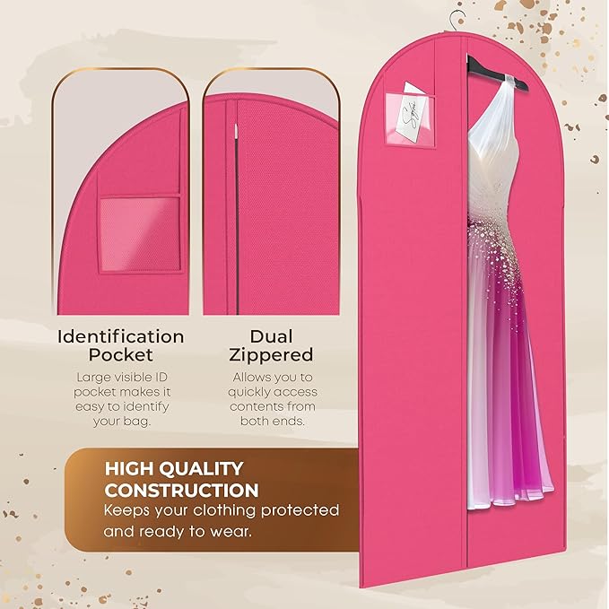 Fuchsia Dress and Gown Garment Travel Bags - 54" x 24" -Women's, Hanging Window