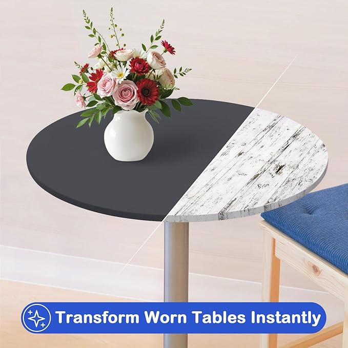 Wolkemer 4 Pack 2 Foot Grey Fitted Tablecloth 24 Inch Round Elastic Edges Table Cloth, Spandex Stretch Table Cover with Machine Washable Fabric for Wedding Party Picnic Dining Indoor Outdoor