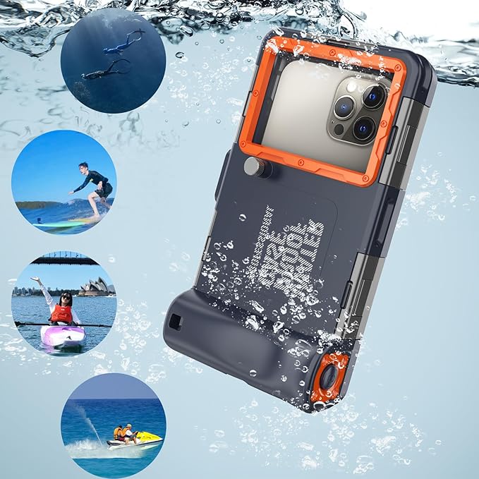 2026 Underwater Snorkeling Diving Phone Case for Phone 17/16/15/14/13/12Pro Max/Galaxy S26/S25/S24/S23.(50ft/15m) Professional Scuba Dive Waterproof Case Underwater Photo Video（Blue）