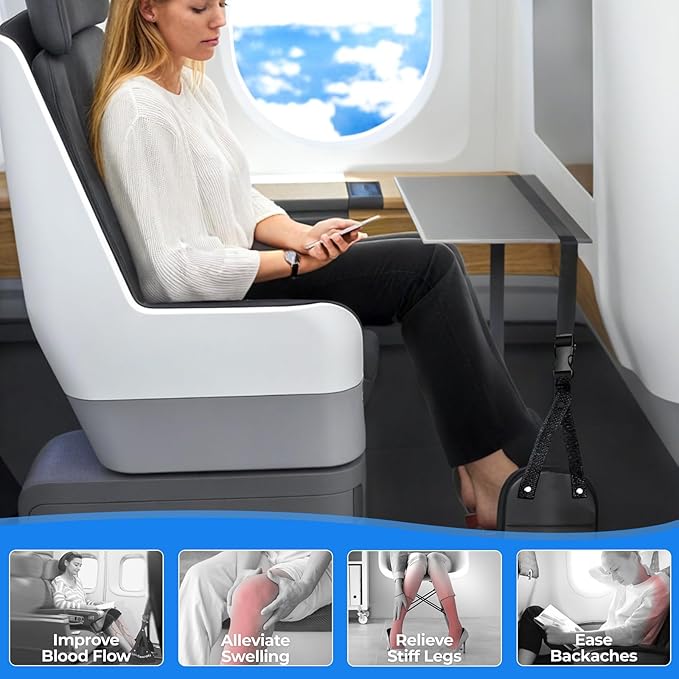 Adjustable Footrest Under Desk, Portable Travel Airplane Foot Hammock, Suitable for Relaxing Your Feet During Long Journeys, Airplane Foot Hammock.