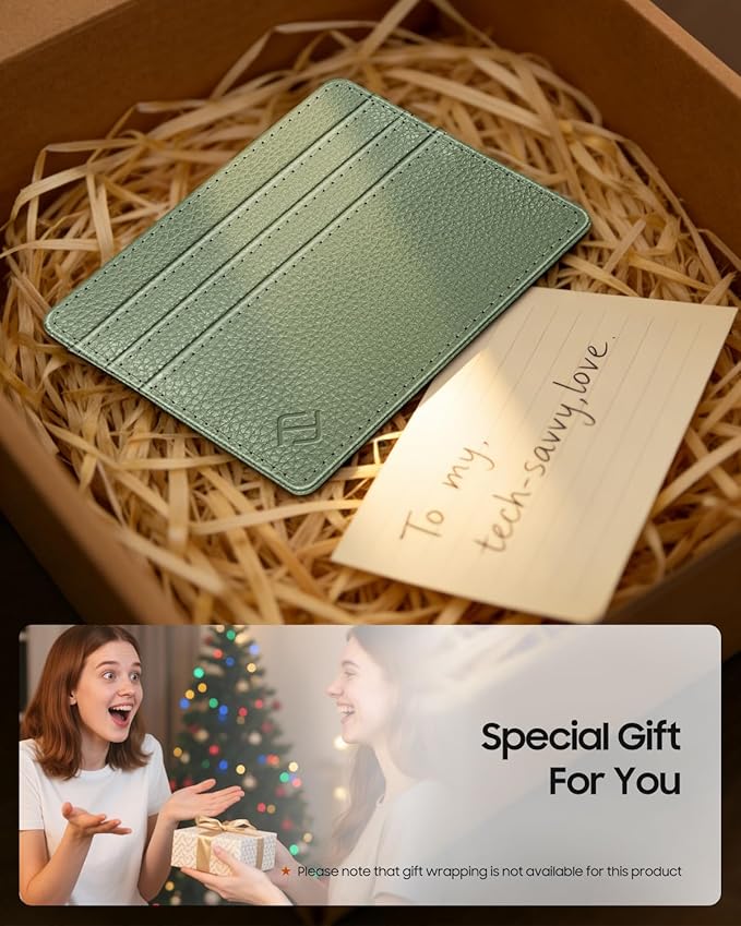 FINTIE Slim Minimalist Front Pocket Wallet, RFID Blocking Credit Card Holder Card Cases with ID Window for Men Women, Sage Green