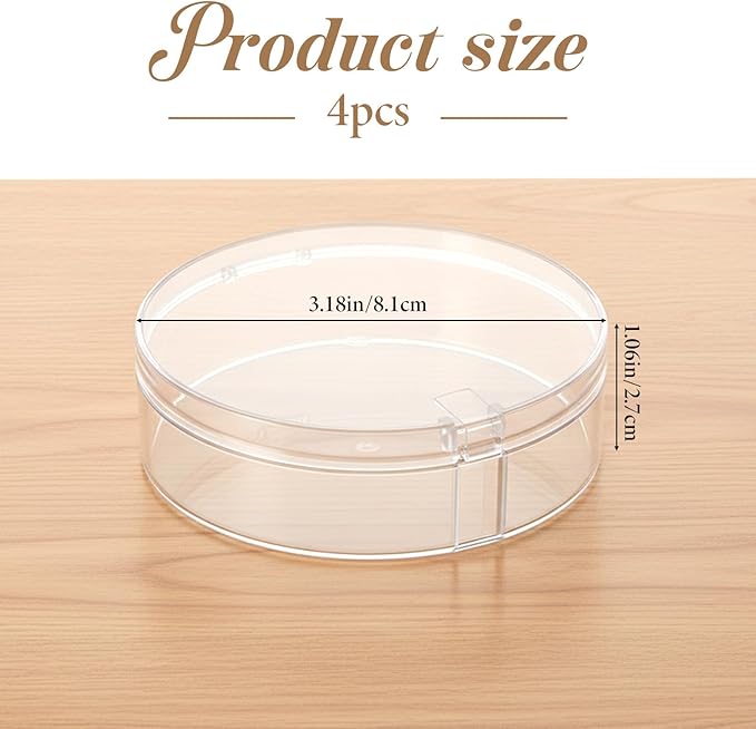 4pcs Cotton Round Holder Travel Case Travel Cotton Rounds Container Portable Plastic Cottons Pad Holder Dispenser Sealed Storage Container for Makeup Remover Cottons Balls Floss Beads