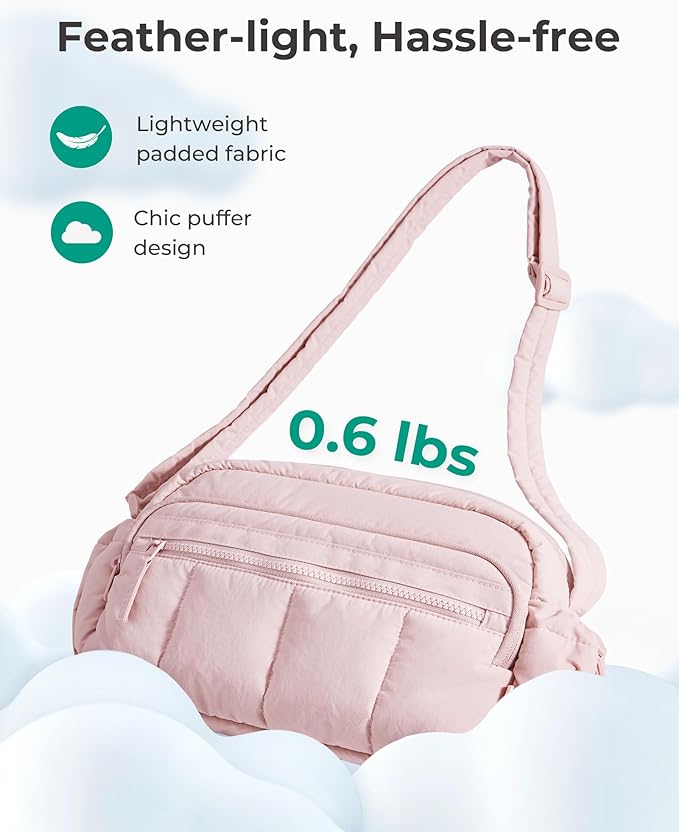 BAGSMART Anti Theft Crossbody Bags for Women Travel Purse, Medium Quilted Puffy cross body bag, Handbags Shoulder Purses, Dark-medium