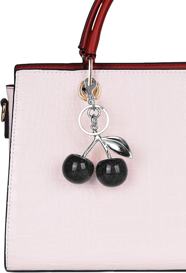 OVRUNS Cherry Bag Charm Cute Cherry Accessories Sparkling Purse Charms for Women