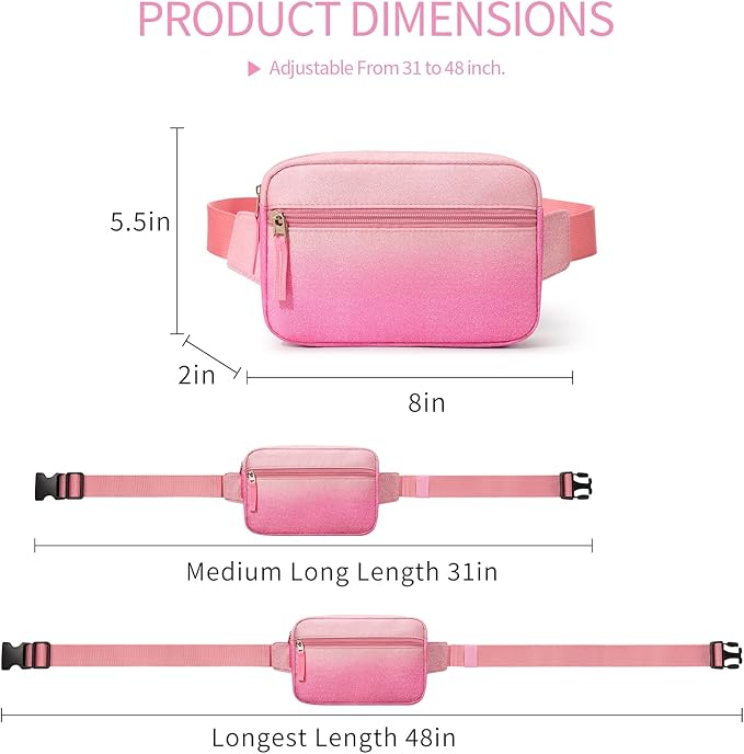 Fanny Pack Birthday Graduation Gifts for 7 8 9 10 11 12 13 Year Old Teen Girls Her Kids, Preppy Cute Trendy Stuff Colorblock Crossbody Bag Adjustable Belt Bags for Travel Essentials