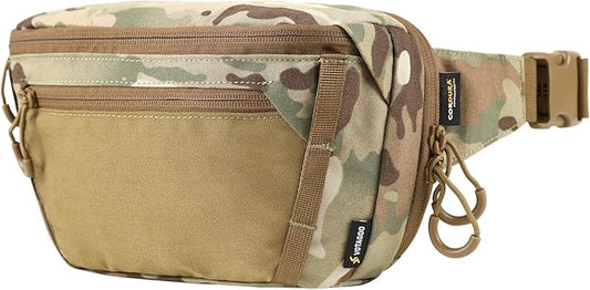 Tactical CCW Fanny Bag, Concealed Carry Fanny Pack w/Adjustable Waist Belt Tactical Waist Bag Handgun Pouch with Universal Pistol Holster, Everyday Hip Pack (Multicam)
