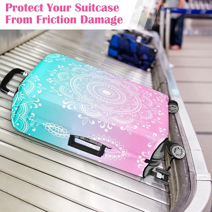 Luggage Covers for Suitcase Elastic Suitcase Covers Luggage Protector Anti-scratch Fits 28-30 Inch Pink Blue Mandala