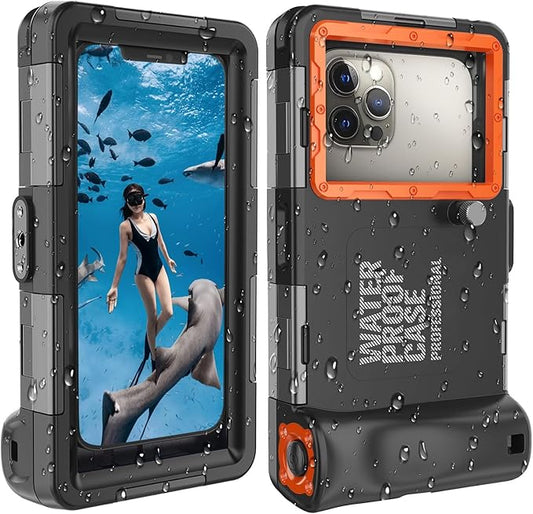 2026 Underwater Snorkeling Diving Phone Case for Phone 17/16/15/14/13/12Pro Max/Galaxy S26/S25/S24/S23.(50ft/15m) Professional Scuba Dive Waterproof Case Underwater Photo Video（Black）
