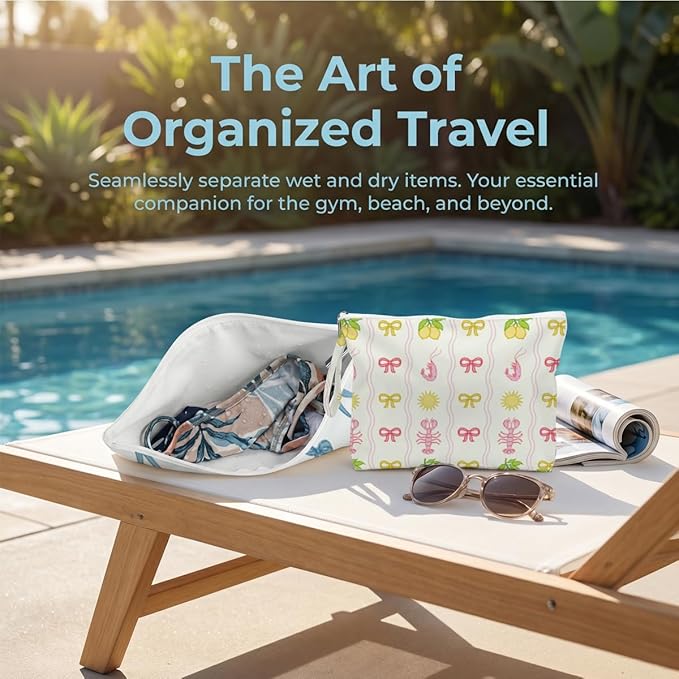 Fokongna Reusable Waterproof Wet Bags 4 Pack, Leak Resistant Dry Wet Separation Organizer for Swim Wear Beach Towels Gym Clothes Travel Essentials