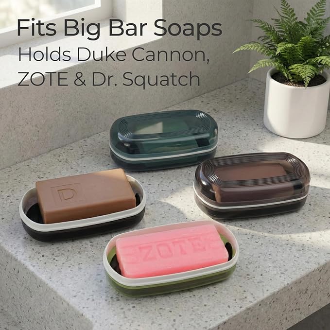 AIMAIAIMAI Shampoo Bar Holder Travel Case for Two Bars – Compatible with Kitsch Solid Shampoo & Conditioner Bars, Large Soap Container for Bathroom or Travel (1 Pack, Red Style A-Large)