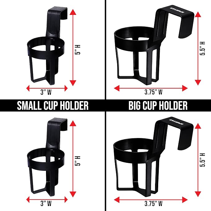 4-Pack Black 2 Large Big Automotive Cup Holders for Car 44oz and 2 Small 12oz Auto Cup Can Drink Water Bottle Custom Accessories Cup Holders for Your Car, Truck and More