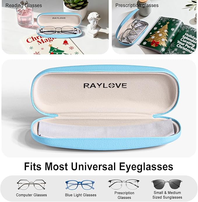 RayLove Unisex Hard Shell Eyeglasses Cases, Protective Case For Glasses