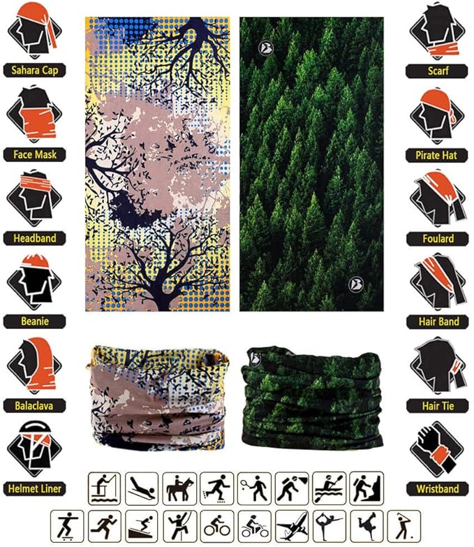 VANCROWN Headband Neck Gaiter Head Wrap Headwear Face Mask Magic Scarf Bandana for Men and Women
