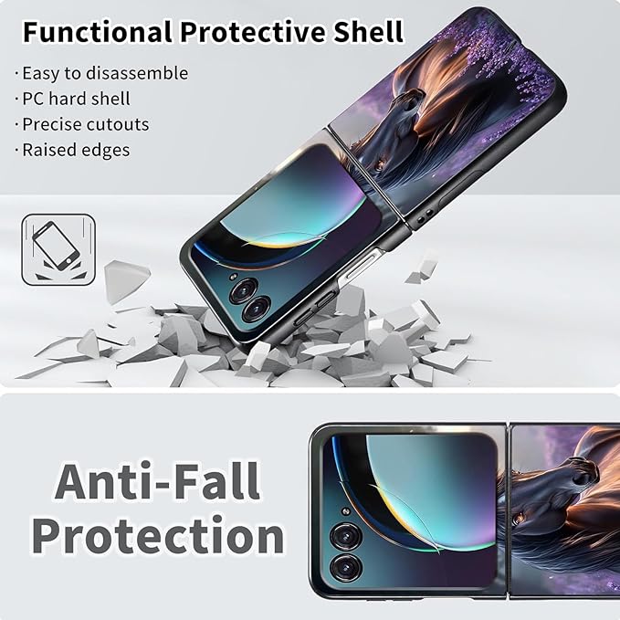 for Motorola Razr Plus 2025 Case,for Razor Plus 2025 Phone Case Cute Slim Hard PC Ultra-Thin Anti-Scratches Shockproof Protective Cover,Horse Purple Lavender