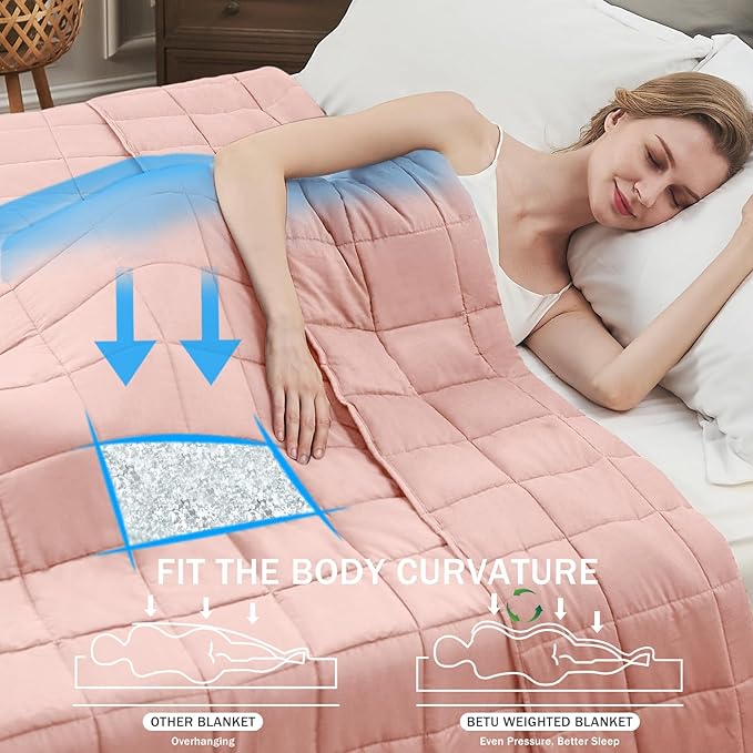 Pink Weighted Blanket for Adults 20lbs, 48"x72", Twin Full Size Cooling Heavy Throw Blanket for 180-220lbs, Microfiber Soft Thick Big Blankets Weighted Comforter Gifts for Sleeping