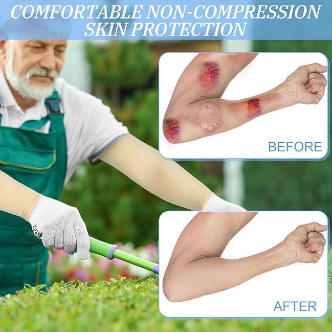 Janmercy 8 Pairs Elderly Skin Thin Protector Sleeves Bruise Abrasions Protective Arm Sleeve