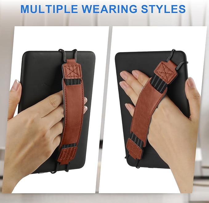HoYiXi Universal Soft Hand Strap for 6-7 Inch eReader Tablet, Compatible with Kobo/Pocketbook/Tolino/Paperwhite/Nook, High Elasticity Hand Strap for Tablet, Brown