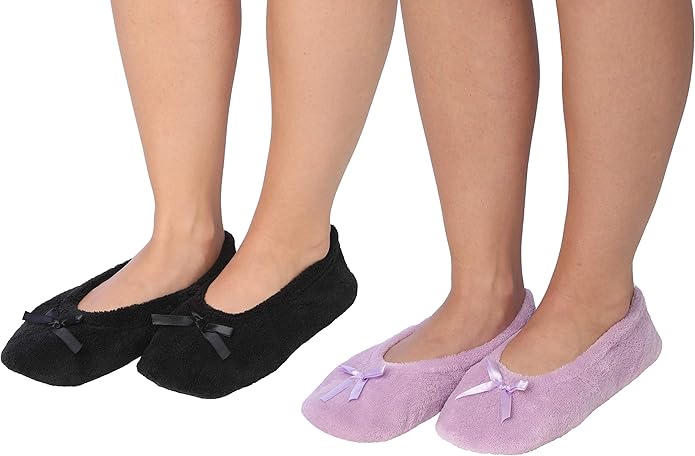 Women's Terry Classic Cotton & Velour Ballerina Slippers (Pack of 2)