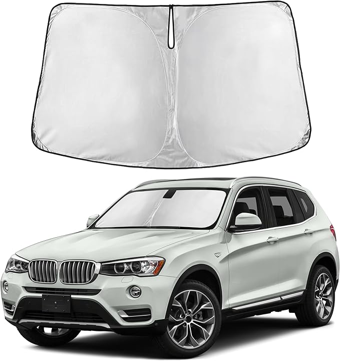 Autovir Windshield Sun Shade Fit for 2011-2015 2016 2017 BMW X3 Sunshade, Front Car Window Shades Sun Visor, Blocks UV Rays & Heat, Car Accessories