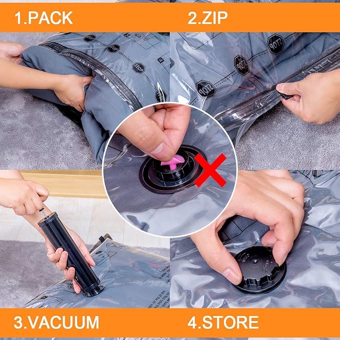 GONGSHI Vacuum Storage Bags, Space Saver Seal Bags For Clothing, Travel Luggage,Blankets, Comforters, Pillows, Clothes Storage.6 Large