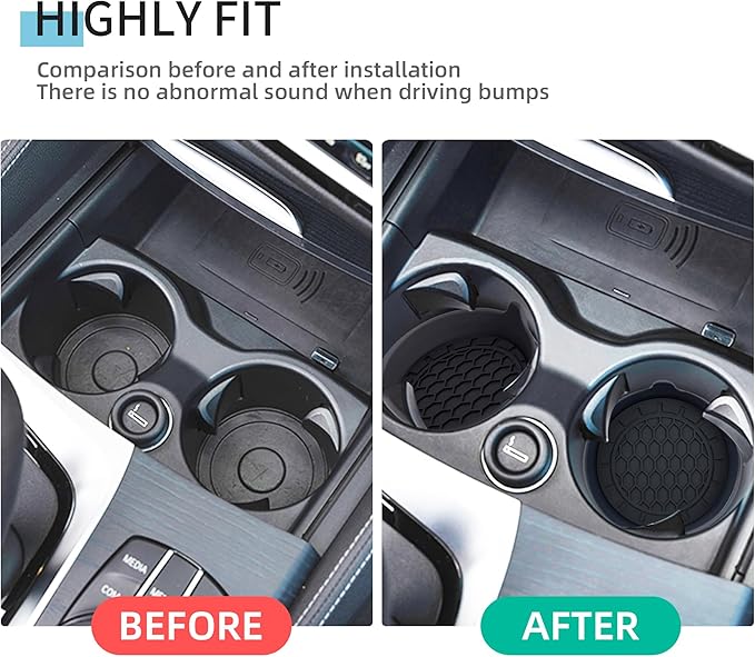 Amooca Automotive Cup Holders Universal Car Cup Coaster Waterproof Non-Slip Sift-Proof Spill Holder Car Interior Accessories 2 Pack Black