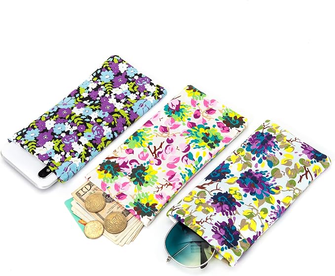 TRIUMPH VISION Squeeze Leather Sunglasses Pouch - 3 Pack Glasses Case Soft Eyeglass Sleeve Pouch Holder