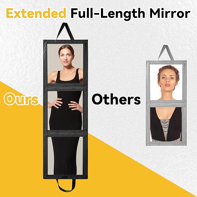 ROYALAY Foldable Full Length Mirror with Handle - 47 * 14in Portable Travel & Backstage Mirror (Black)