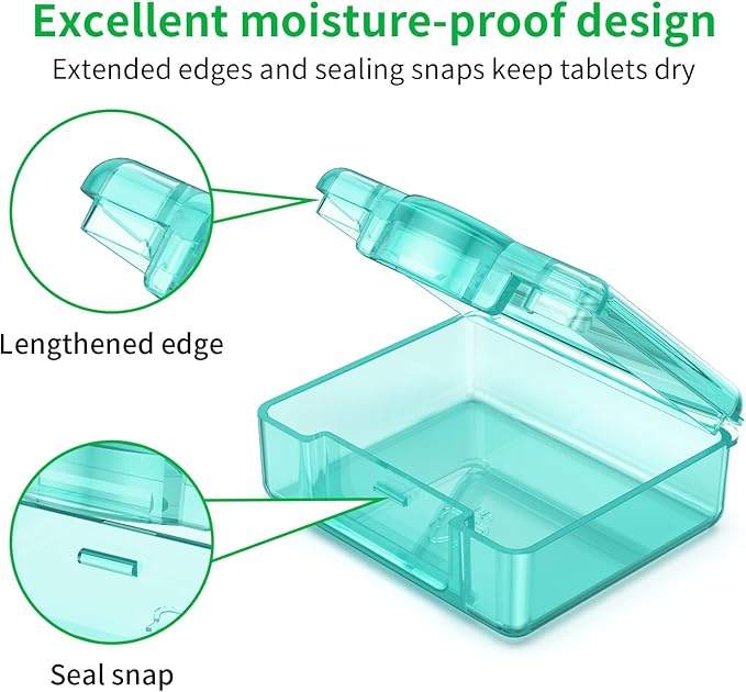 Small Pill Box 8 pcs,Cute Travel Pill Organizer Case Mini Tiny Clear Plastic Storage Containers Portable for Pocket Purse