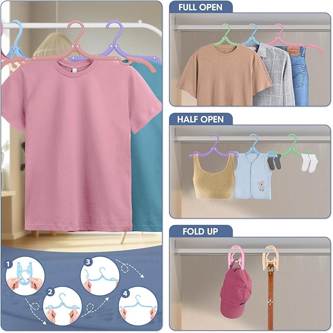 36 Pcs Travel Hangers Portable Foldable Travel Hanger Organizer, Plastic Cruise Ship Essentials 2026 Clothes Folding Hangers for Camping Flying RV Europe Vacation Essentials Suitcase, Brilliant Multi