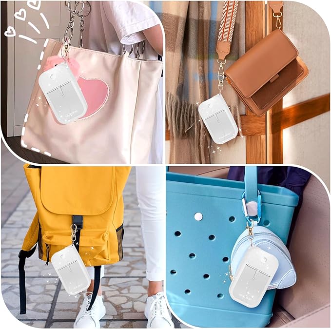 Palksky Hand Sanitizer Spray Case for Touchland,Silicone Case with Keychain for Power Mist and Glow Mist1 fl oz(Glitter Sequin White),Travel Size