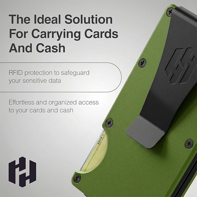Hayvenhurst Wallet for Men - Slim RFID Blocking Metal Wallet with Money Clip, Minimalist Front Pocket Credit Card Holder, Small Mens Wallet | Reinvented Design