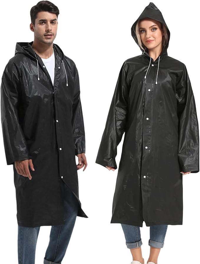 2PCS Rain Ponchos for Adults Reusable Rain Coats for Adults Rain Jackets Raincoats for Men Women