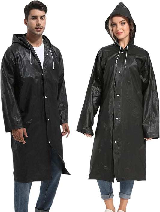 2PCS Rain Ponchos for Adults Reusable Rain Coats for Adults Rain Jackets Raincoats for Men Women