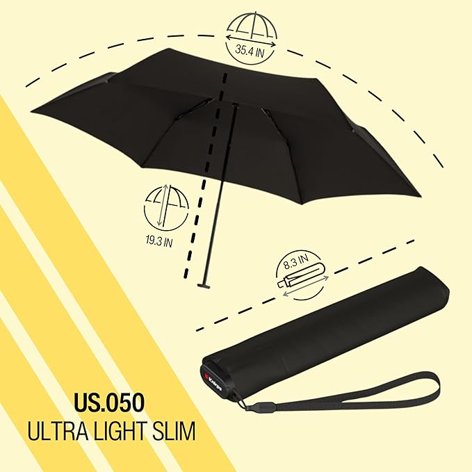 Knirps US.050 Ultra Light Pocket Size Manual Rain Umbrella with Carrying Case