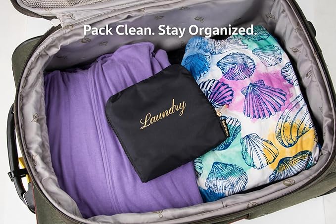 Travel Fanatics Laundry Bag for Dirty Clothes - Foldable Travel Laundry Bag for Suitcase, Hotels, Airbnbs, Cruises and Road Trips - Black
