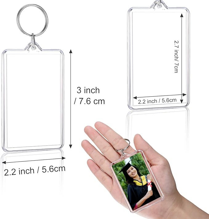 Yaomiao Acrylic Photo Frame Keychain Holder Photo Picture Insert Blank Keyring for DIY Craft