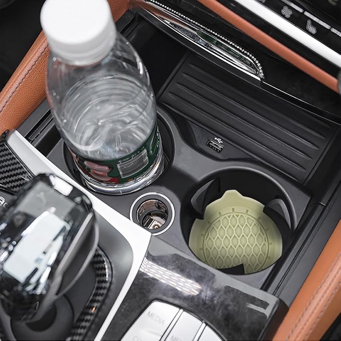 Zpana 4PCS Car Cup Holder Coasters, Silicone Non-Slip Vehicle Cup Recessed Mats, Sift-Proof Automotive Interior Drink Insert Decor Accessories, Universal for SUV, Sedan, Truck (Apricot)