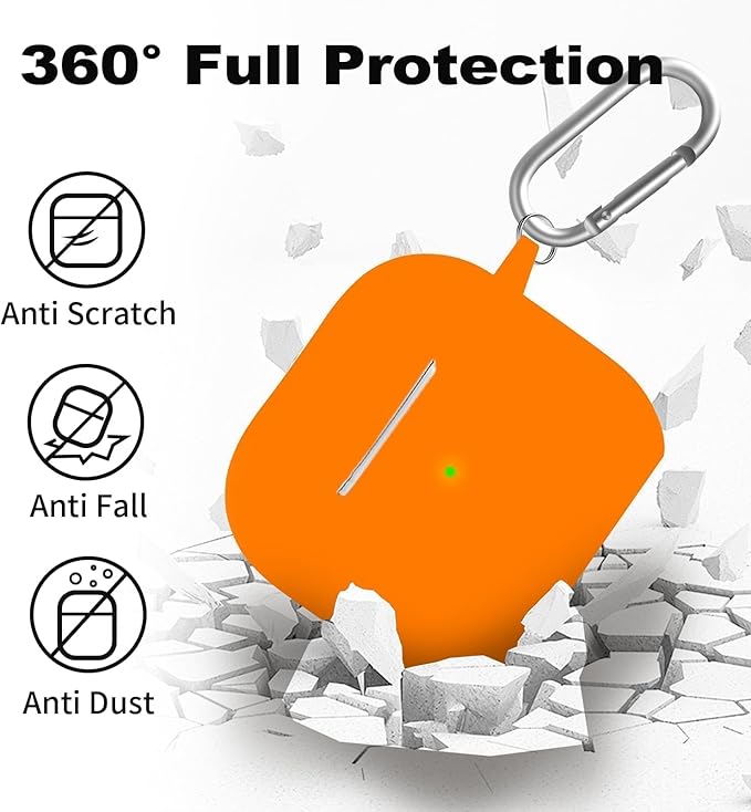 for Airpods 4th Case Cover, Come with Cleaner Kit,Soft Skin Silicone Case Cover with Keychain, Front LED Visibl, Full Protective Case，Compatible with AirPods 4th(Orange)