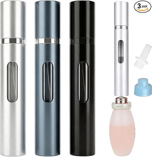 10ml Perfume Atomizer Travel Refillable, 3PCS Portable Perfume Travel Refillable Bottle,Bottom-Filling Fragrances Perfumes Bottle,Mini Cologne Dispenser, Perfect Travel Essentials for Men & Women