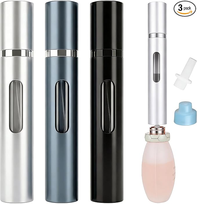 3PCS 10ml Perfume Atomizer Travel Refillable, Portable Perfume Travel Refillable Bottle, Bottom-Filling Fragrances Perfumes Bottle, Mini Cologne Dispenser, Perfect Travel Essentials for Men & Women