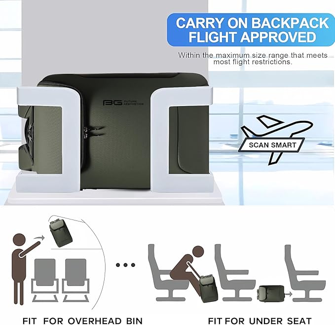BANGE Men's Laptop Backpack for 17.3Inch Notebook,Airline Approved Travel Backpacks,Business High Tech Backpack with Water Bottle, Work Business Backpacks for Men and Women