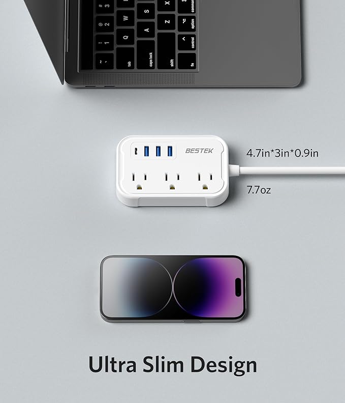 European Travel Plug Adapter - US to Europe Plug Adapter with 3 AC Outlets and 4 USB(1 PD20W) Type E/F - International Travel Adapter for USA to Germany France Spain Italy Iceland