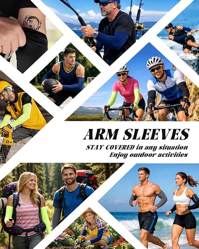 BHYTAKI Cooling Compression Arm Sleeves for Men Women,UPF50 UV Sun Protection Sleeves for Work Sport Tattoo Cover Up