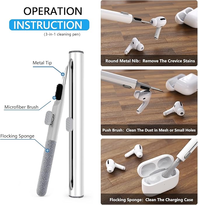 Pohgelan Compatible with AirPods Pro 2nd/1st Case,Magnetic Automatic Lock with Cleaning Kit,Compatible with Magsafe Cover -White