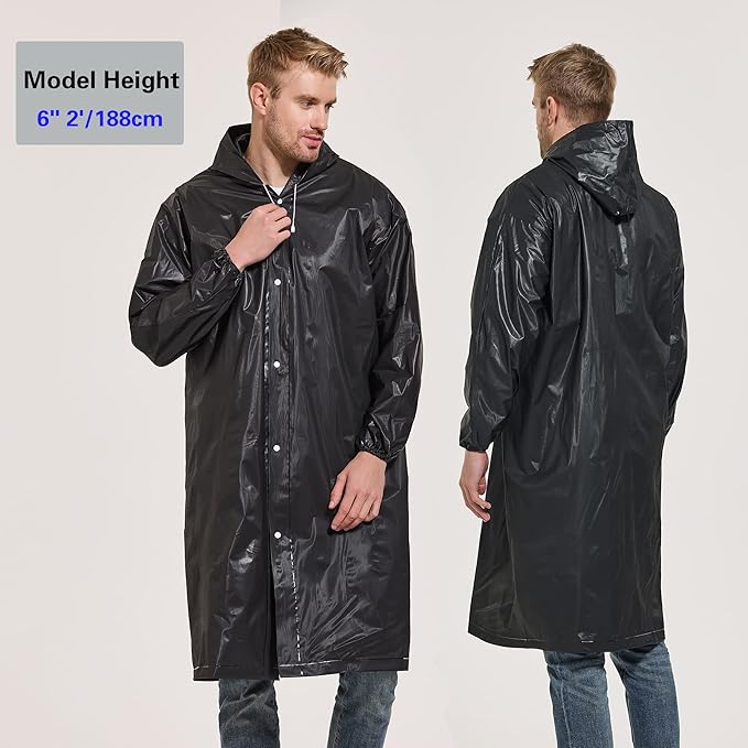 YDYJKI 2 Pack Waterproof Rain Ponchos for Adults-Reusable Emergency Raincoats with Hoodand Drawstring -Lightweight Ponchos